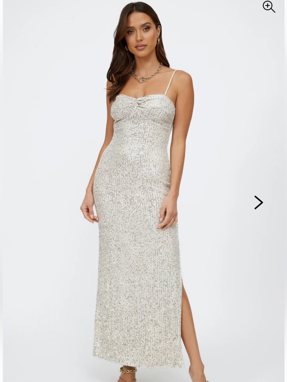 Disco Dancing Beige Sequin Maxi Dress 🪩